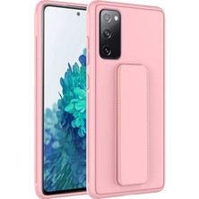 Ekılıf Samsung Galaxy S20 Fe Kılıf Mat Koruyucu El Tutacaklı Stand Olabilen Qstand Kapak - Pembe