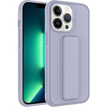noktaks - Apple iPhone 14 Pro - Kılıf Mat Koruyucu El Tutacaklı Stand Olabilen Qstand Kapak - Gri - T24169