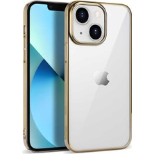 noktaks - Apple iPhone 14 Plus - Kılıf Arkası Şeffaf Kenarları Renkli Pixel Kapak - Gold - T24181