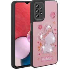 ekılıf - Samsung Galaxy A23 - Kılıf Parlayan Kabartmalı İkonik Figürlü Amas Silikon Kapak - Pembe - T31203