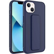 noktaks - Apple iPhone 14 Plus - Kılıf Mat Koruyucu El Tutacaklı Stand Olabilen Qstand Kapak - Lacivert - T24170