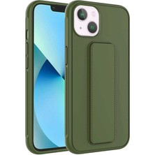 noktaks - Apple iPhone 14 Plus - Kılıf Mat Koruyucu El Tutacaklı Stand Olabilen Qstand Kapak - Koyu Yeşil - T24170