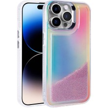 noktaks - Apple iPhone 14 Pro - Kılıf Airbagli Renkli Arka Yüzey Boncuk Tasarımlı Kumul Kapak - Mor - T32841