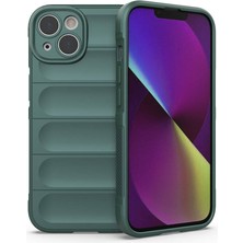 ekılıf - Apple iPhone 14 - Kılıf Esnek TPU Oyuklu Arka Yüzey Tasarımlı Etnik Silikon Kapak - Koyu Yeşil - T32583