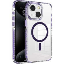 ekılıf - Apple iPhone 15 - Kılıf Magsafe Şarj Özellikli Airbagli Takılabilir Askı Aparatlı Nana Kapak - Mor - T32242
