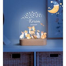 Vera Kids Kış Temalı Çocuk Gece Lambası Ahşap Gece Lambası ,Yeni Doğan  Çocuk Odası Gece Lambası