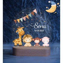 Vera Kids Kız Çocuk Ve  Ahşap Gece Lambası ,Yeni Doğan  Çocuk Odası Gece Lambası