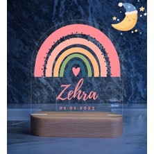 Vera Kids Renkli Gökkuşağı Ahşap Gece Lambası ,Yeni Doğan  Çocuk Odası Gece Lambası