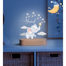 Vera Kids Yenidoğan Erkek Çocuk ,Hoş Geldin  Ahşap Gece Lambası ,Yeni Doğan  Çocuk Odası Gece Lambası