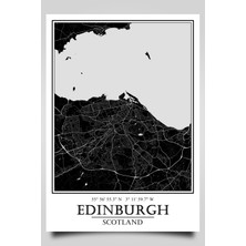 Hari Tasarım Edinburgh Şehir Haritası Çerçevesiz Poster-Harita Sanatı, Map Art Design