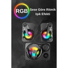 Rgb Işıklı Bluetooth Hoparlör 3.5mm Jack Kablolu Bilgisayar Hoparlörü Müzik 2 1 Ses Sistemi Radyolu