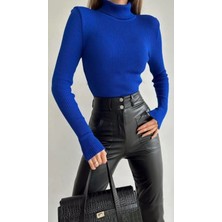 Kadın Boğazlı Şardonlu Kaşkorse Kurtarıcı Siyah Fitilli Body Kazak