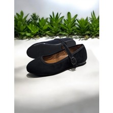 Soft Sole Kadın Siyah Mary Jane Kadife Günlük Balerin Babet