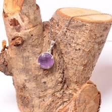 Taş Sandığı Ametist Taşı Gümüş Kolye - Dolunay Model