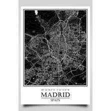 Hari Tasarım Madrid Şehir Haritası Çerçevesiz Poster-Harita Sanatı, Map Art Design