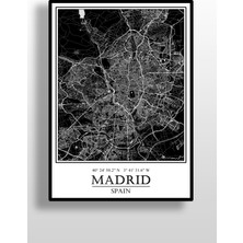 Hari Tasarım Madrid Şehir Haritası Çerçevesiz Poster-Harita Sanatı, Map Art Design