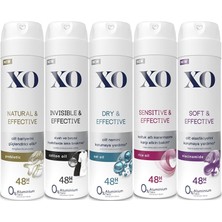 Xo Deodorant 150 ml Kadın Natural - Invisible - Dry - Sensitive - Soft & Effective 5'li Set