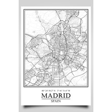Hari Tasarım Madrid Şehir Haritası Çerçevesiz Poster-Harita Sanatı,