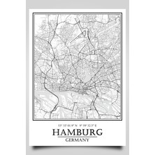 Hari Tasarım Hamburg Şehir Haritası Çerçevesiz Poster-Harita Sanatı,