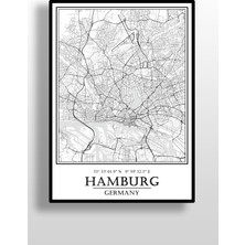 Hari Tasarım Hamburg Şehir Haritası Çerçevesiz Poster-Harita Sanatı,