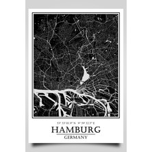 Hari Tasarım Hamburg Şehir Haritası Çerçevesiz Poster-Harita Sanatı, Map Art Design