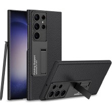 ekılıf - Samsung Galaxy S24 Ultra - Kılıf Koruyucu Kıpta Standlı Kapak - Siyah - T30298