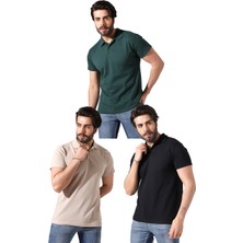 Erkek 3'lü Set Polo Yaka Kısa Kollu Yazlık T-Shirt