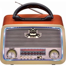 301 Şarjlı Nostaljik Görünümlü Radyo Bluetoothlu Mp3 Çalar Radyo Müzik Kutusu ( Açık Kahve )