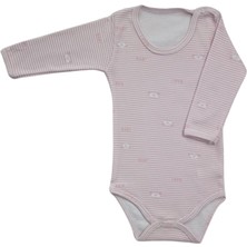 Sweet Cotton Uzun Kollu 3'lü Body Pamuklu Çizgili Çıtçıtlı Zıbın Pembe