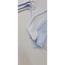Sweet Cotton Uzun Kollu 3'lü Body Pamuklu Çizgili Çıtçıtlı Zıbın Mavi