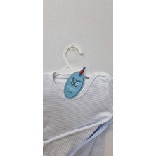 Sweet Cotton Uzun Kollu 3'lü Body Pamuklu Çizgili Çıtçıtlı Zıbın Mavi