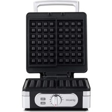 H.koenig GFX320 Waffle Makinesi, 1400 W, 2 Waffle, 15 x 10 Cm, Gri