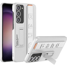 ekılıf - Samsung Galaxy S24 Plus - Kılıf Standlı El Tutacaklı Band Kapak - Gümüş - T30371