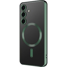 ekılıf - Samsung Galaxy S24 - Kılıf Kamera Korumalı Magsafe Wireless Şarj Özellikli Demre Kapak - Koyu Yeşil - T30201