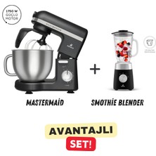 Karaca 6 Hız Kademeli 5 Lt Geniş Hacimli Premium Pro Çift Kollu Stand Mikser 1750 W Güçlü Motor + 1,5lt Cam Hazneli Smothie Blender