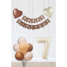 Pekshop Retro Renkler Doğum Günü Parti Seti Krem Yaş Balonlu Kraft Banner Balon Zinciri Seti