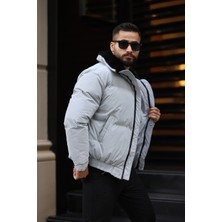 Erkek Gri Kürk Yaka Mont