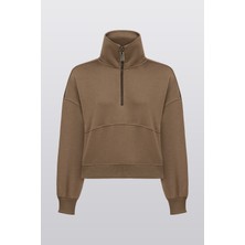 Yarım fermuarlı oversize sweatshirt