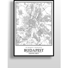 Hari Tasarım Budapeşte Şehir Haritası Çerçevesiz Poster-Harita Sanatı,