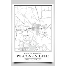Hari Tasarım Wisconsin Dells Şehir Haritası Çerçevesiz Poster-Harita Sanatı,