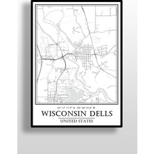 Hari Tasarım Wisconsin Dells Şehir Haritası Çerçevesiz Poster-Harita Sanatı,