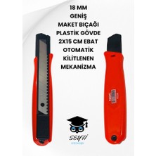 Seyfi Kırtasiye 18 mm  Geniş  Maket Bıçağı Plastik Gövde 2X15 cm Ebat Otomatik Kilitlenen Mekanizma