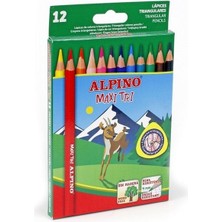 Alpino Maxi Tri Kalın Kuru Boya 12 Renk 4 mm Kalınlıkta Üçgen Şekilli Kuru Boya Seti