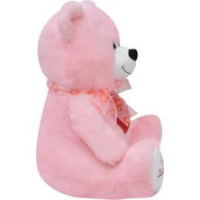 Pileli Store Pilelistore Tıkıl Ayı 57 cm Pembe Kalpli Pelüş Ayı Sevgiliye Hediye