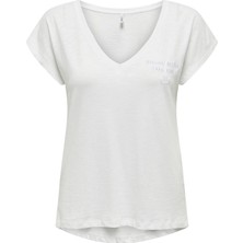 Only Kadın V-Yaka Işlemeli T-Shirt - 15320529