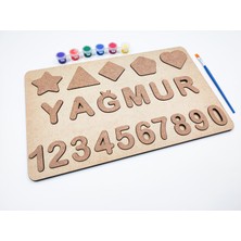 İcons Isme Özel Ahşap Boyanabilir Puzzle Sayılar ve Şekiller