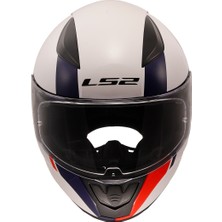 LS2 Rapıd 2 Drıveway Tam Yüz Kask Beyaz-Mavi Mikrometrik Çene Bağlantısı ile Polikarbonat