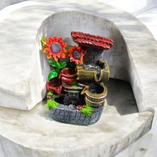 Keyfim Shop Dekoratif Değirmen Tasarımlı Renkli LED Işıklı Su Şelalesi