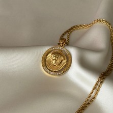 Laria Jewelry Altın Kaplama Halat Zincir Medusa Kolye