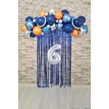 Pekshop Uzay Konsept Doğum Günü Yaş Balonlu Fon Perdeli Balon Zinciri Seti Uzay Gezegen Balon Zinciri